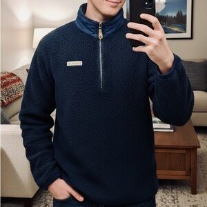 Vintage Columbia Fleece Men’s Quarter zip pullover Sweater Blue L Made in USA